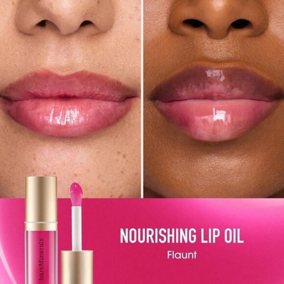 BareMinerals Nourishing Lip Oil Color Flaunt Plum - Picture 4 of 10
